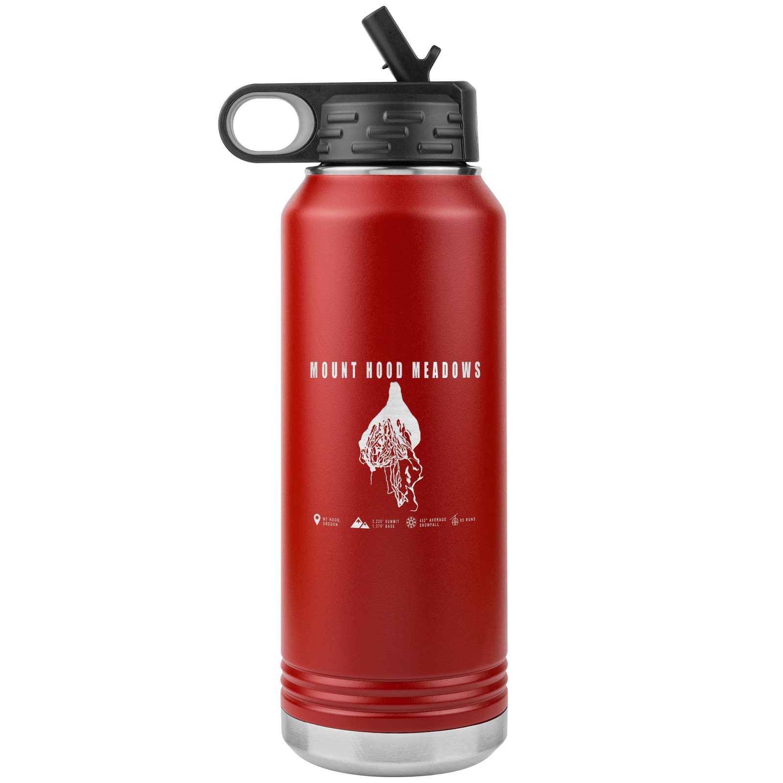 Mount Hood Meadows, Oregon Ski Trail Map 32oz Water Bottle Tumbler - Powderaddicts