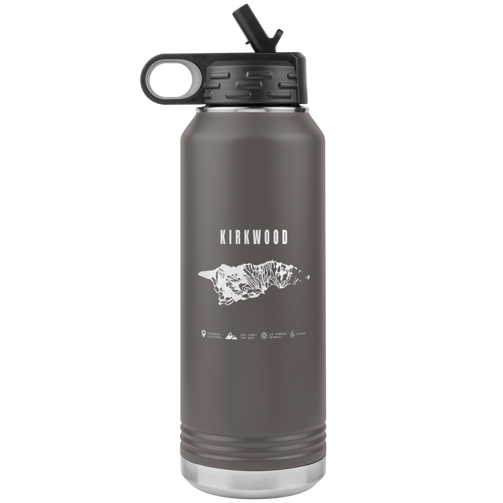 Kirkwood, California Ski Trail Map 32oz Water Bottle Tumbler - Powderaddicts