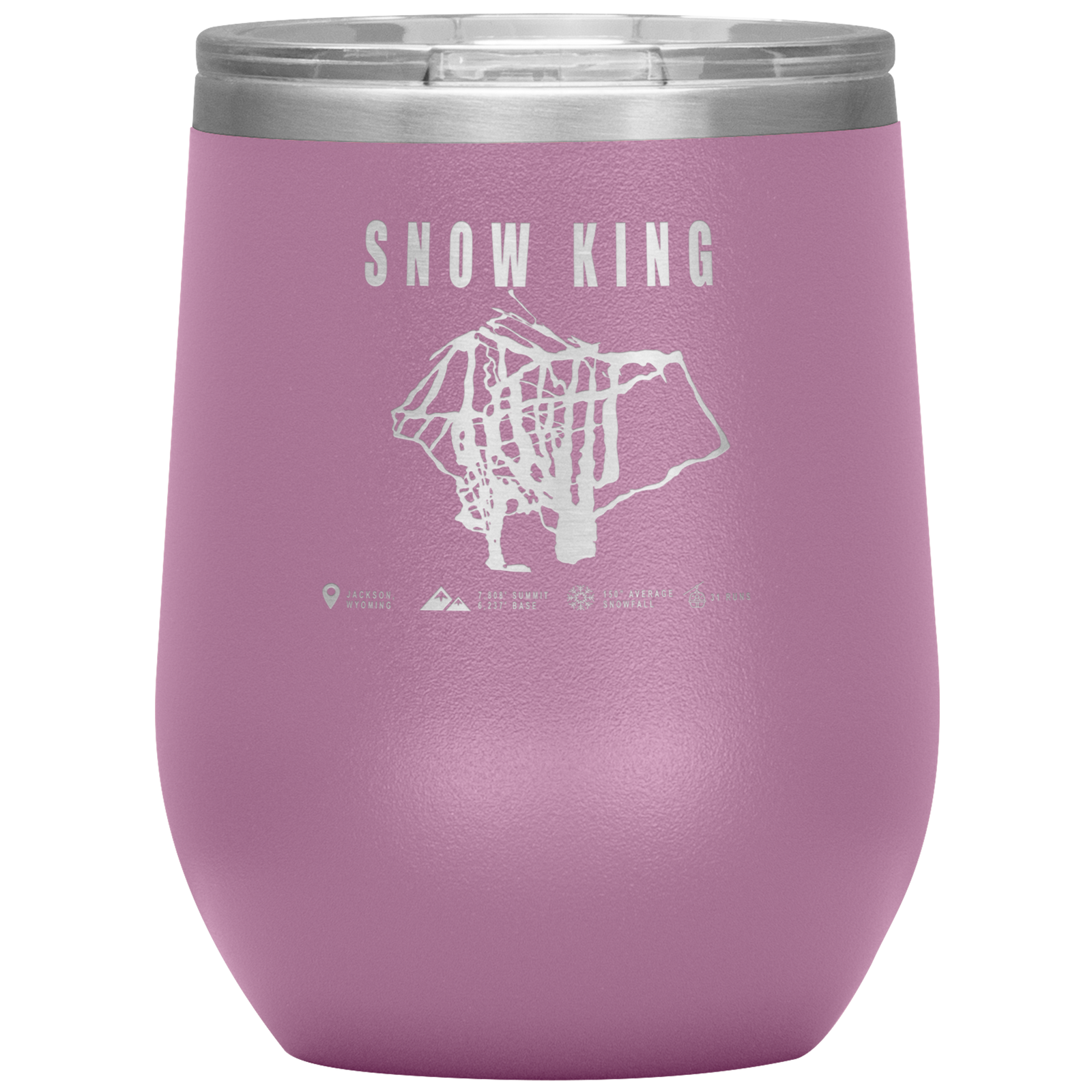 Snow King Wyoming Ski Trail Map Wine 12oz Tumbler - Powderaddicts