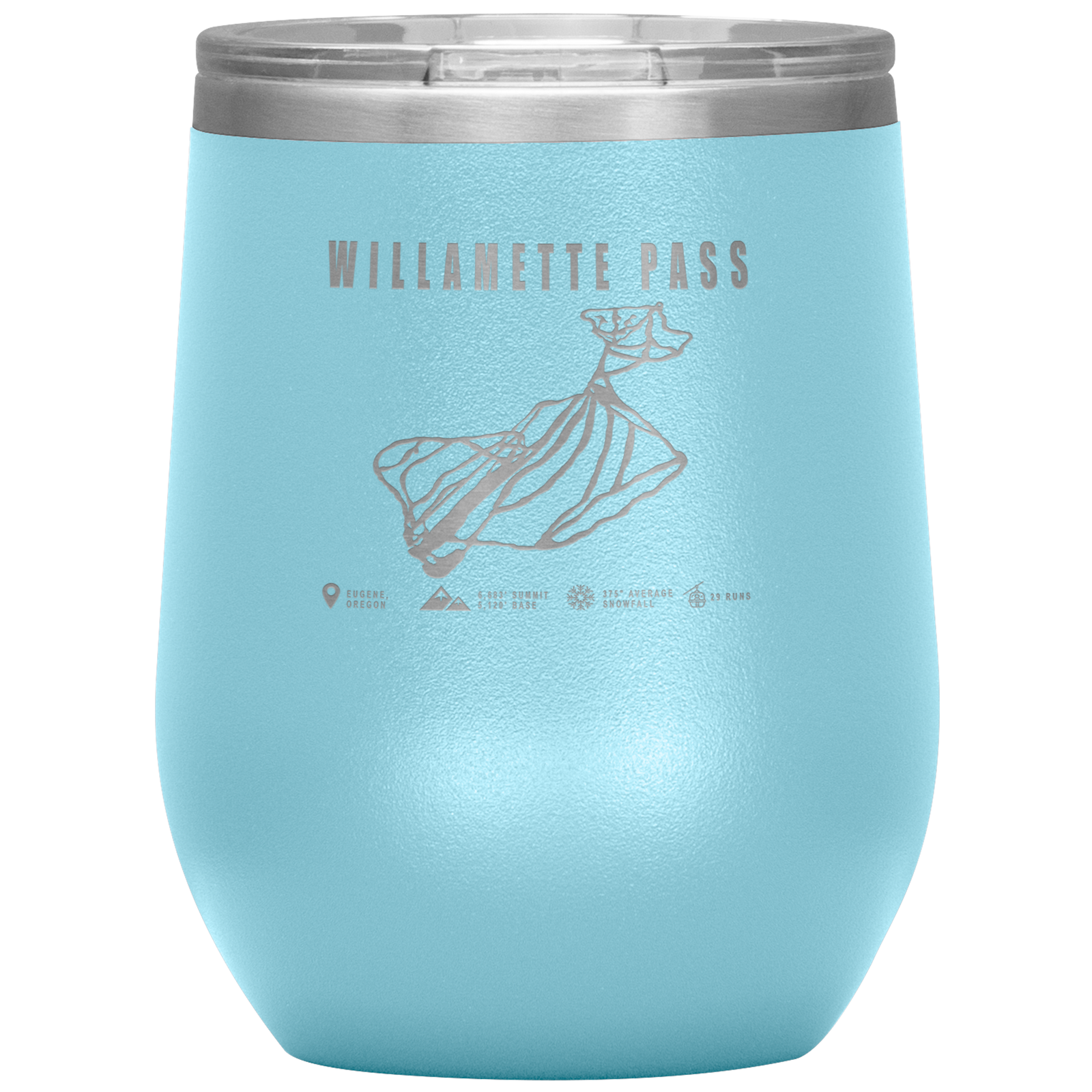 Willamette Pass, Oregon Ski Trail Map Wine 12oz Tumbler - Powderaddicts