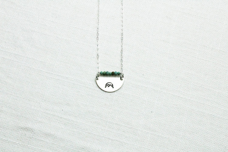 STAMPED MOUNTAIN SUNSET HALFMOON PENDANT NECKLACE - Powderaddicts