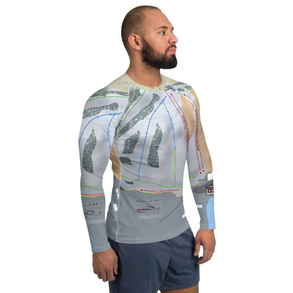 Hanson Hills, Michigan Ski Trail Map Men's Base Layer Top - Powderaddicts