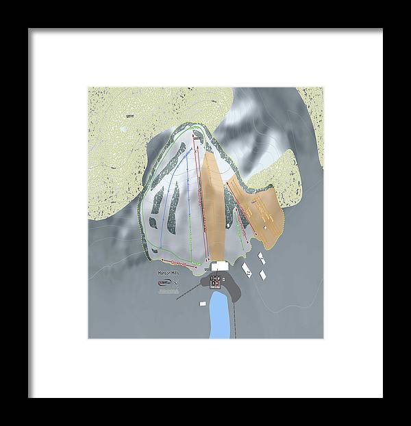 Hanson Hills Ski Trail Map - Framed Print - Powderaddicts