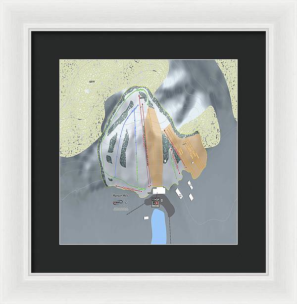 Hanson Hills Ski Trail Map - Framed Print - Powderaddicts