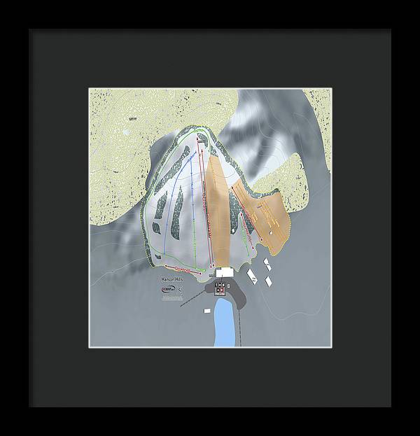 Hanson Hills Ski Trail Map - Framed Print - Powderaddicts