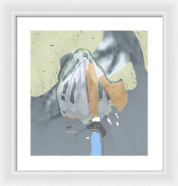 Hanson Hills Ski Trail Map - Framed Print - Powderaddicts