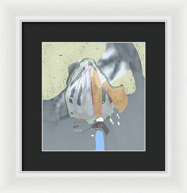 Hanson Hills Ski Trail Map - Framed Print - Powderaddicts