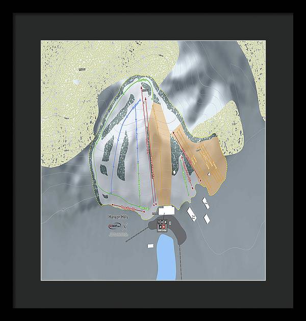 Hanson Hills Ski Trail Map - Framed Print - Powderaddicts