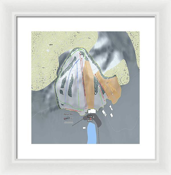 Hanson Hills Ski Trail Map - Framed Print - Powderaddicts