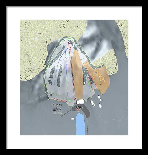 Hanson Hills Ski Trail Map - Framed Print - Powderaddicts