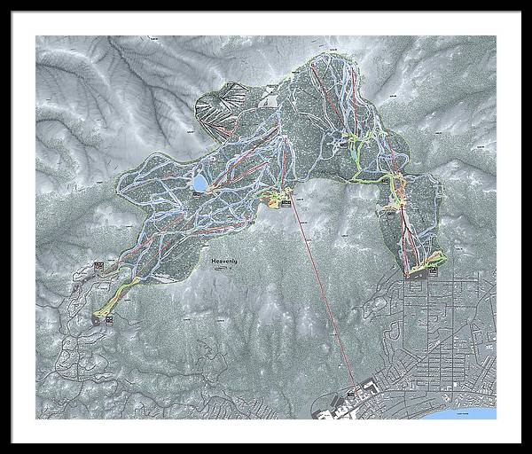 Heavenly Ski Trail Map - Framed Print - Powderaddicts