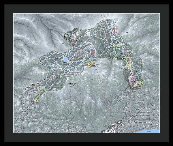 Heavenly Ski Trail Map - Framed Print - Powderaddicts