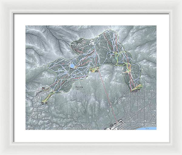 Heavenly Ski Trail Map - Framed Print - Powderaddicts
