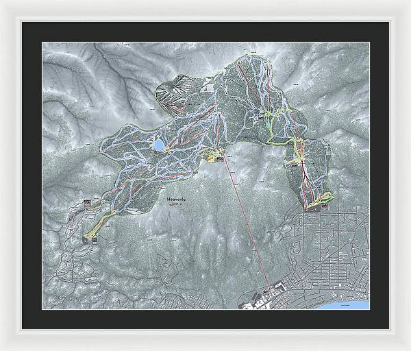 Heavenly Ski Trail Map - Framed Print - Powderaddicts