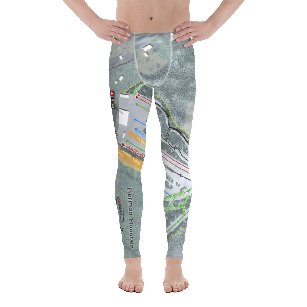 Hermon Mountain, Maine Ski Trail Map Men's Base Layer Bottom - Powderaddicts