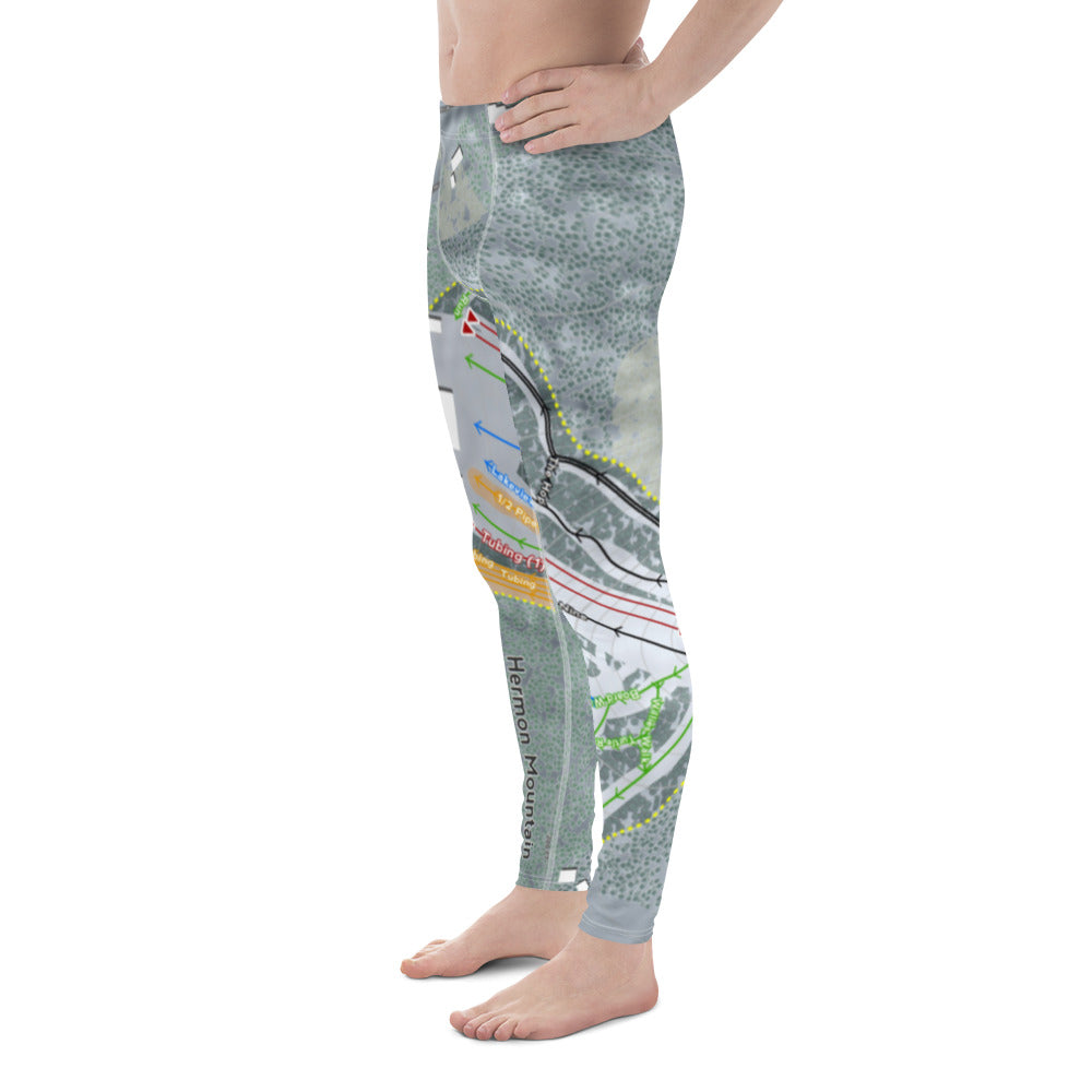 Hermon Mountain, Maine Ski Trail Map Men's Base Layer Bottom - Powderaddicts