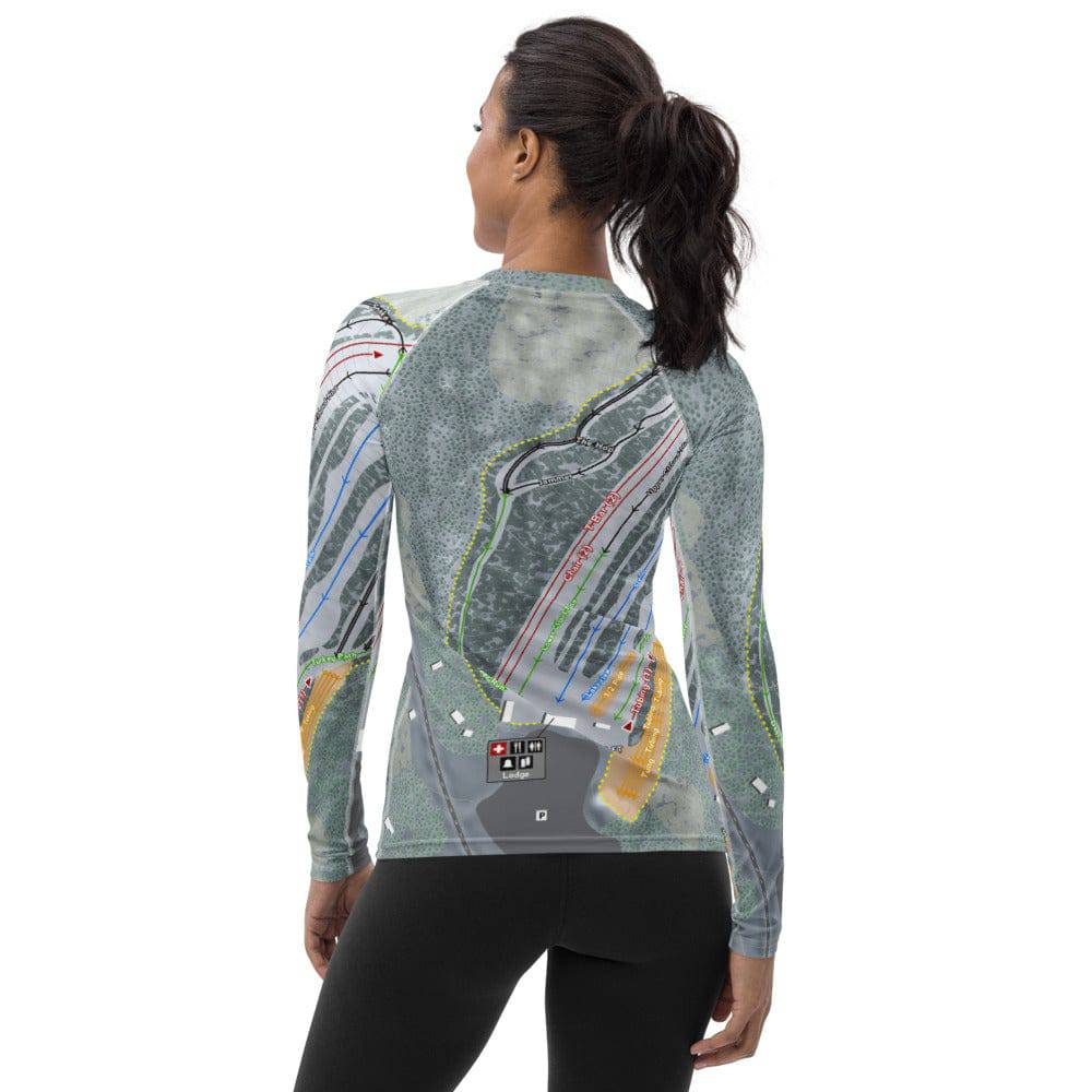 Hermon Mountain, Maine Ski Trail Map Women's Base Layer Top - Powderaddicts