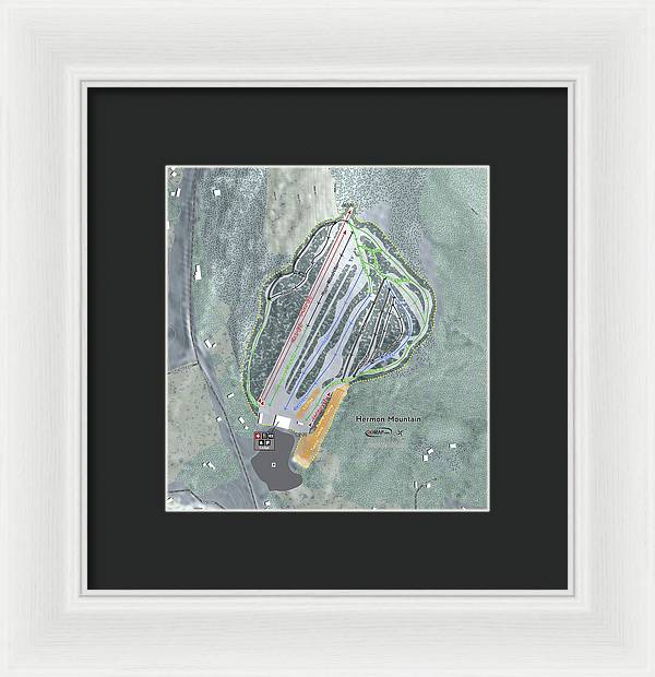 Hermon Mountain Ski Trail Map - Framed Print - Powderaddicts