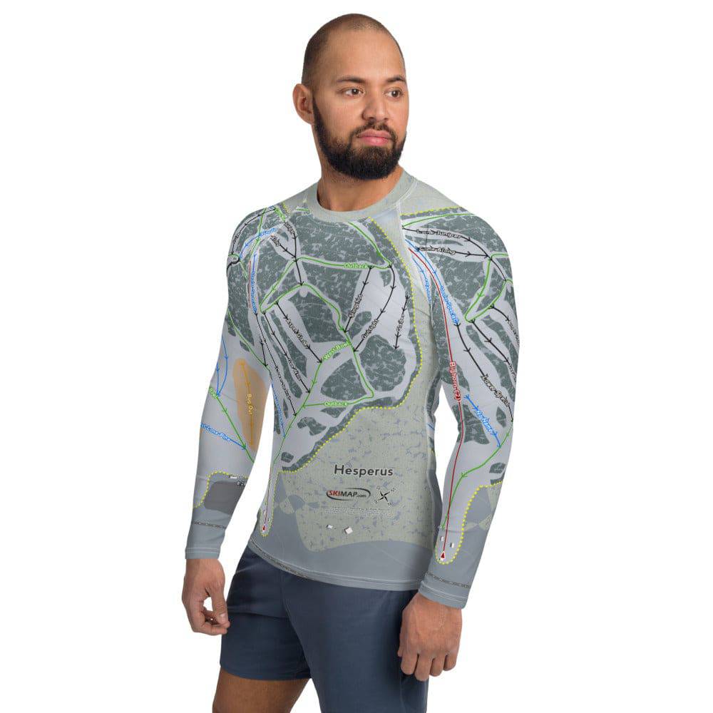 Hesperus, Colorado Ski Trail Map Men's Base Layer Top - Powderaddicts