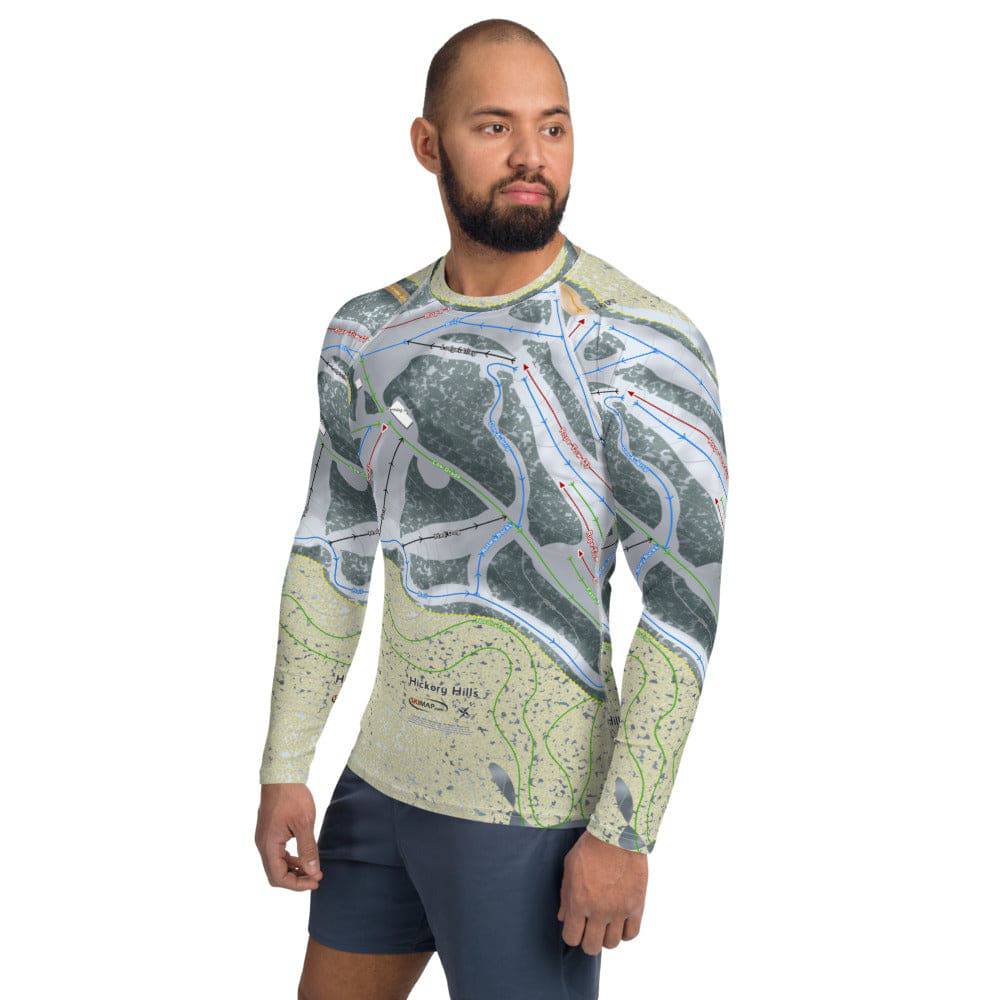 Hickory Hills, Michigan Ski Trail Map Men's Base Layer Top - Powderaddicts