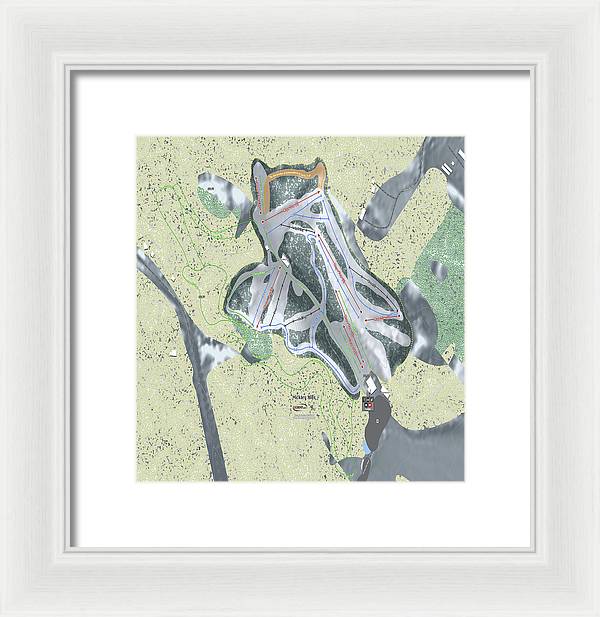 Hickory Hills Ski Trail Map - Framed Print - Powderaddicts