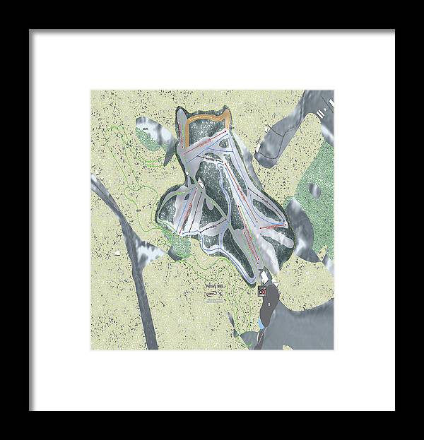 Hickory Hills Ski Trail Map - Framed Print - Powderaddicts