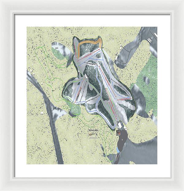 Hickory Hills Ski Trail Map - Framed Print - Powderaddicts