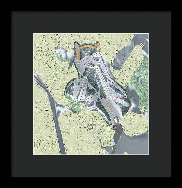 Hickory Hills Ski Trail Map - Framed Print - Powderaddicts