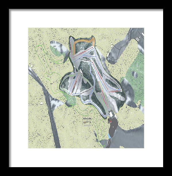Hickory Hills Ski Trail Map - Framed Print - Powderaddicts