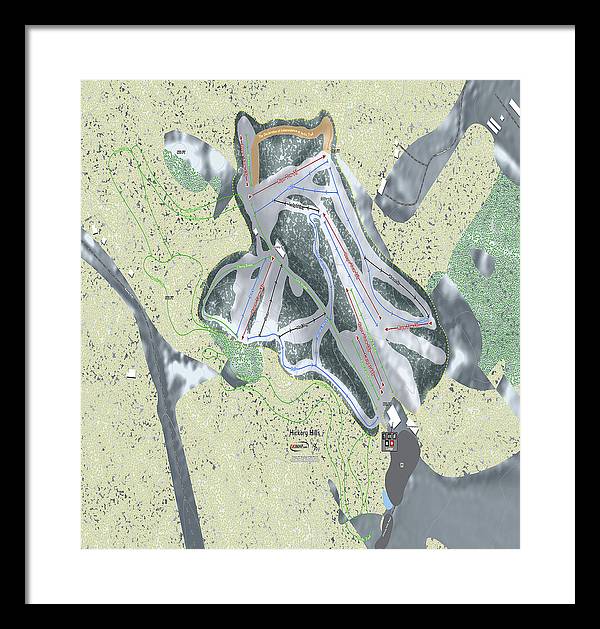 Hickory Hills Ski Trail Map - Framed Print - Powderaddicts