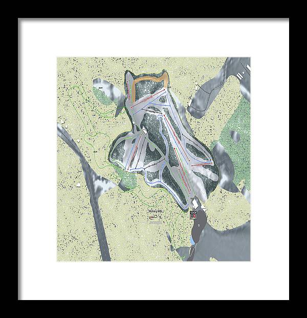 Hickory Hills Ski Trail Map - Framed Print - Powderaddicts