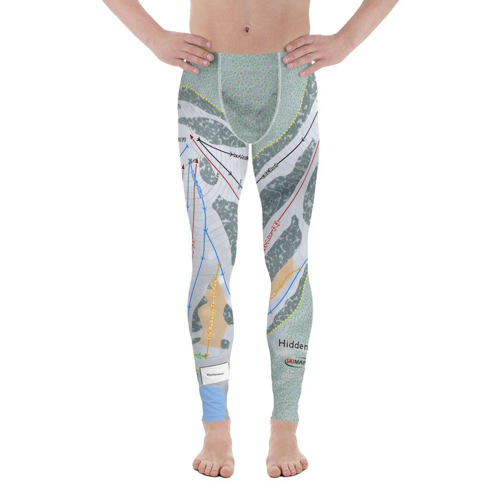 Hidden Valley, Missouri Ski Trail Map Men's Base Layer Bottom - Powderaddicts