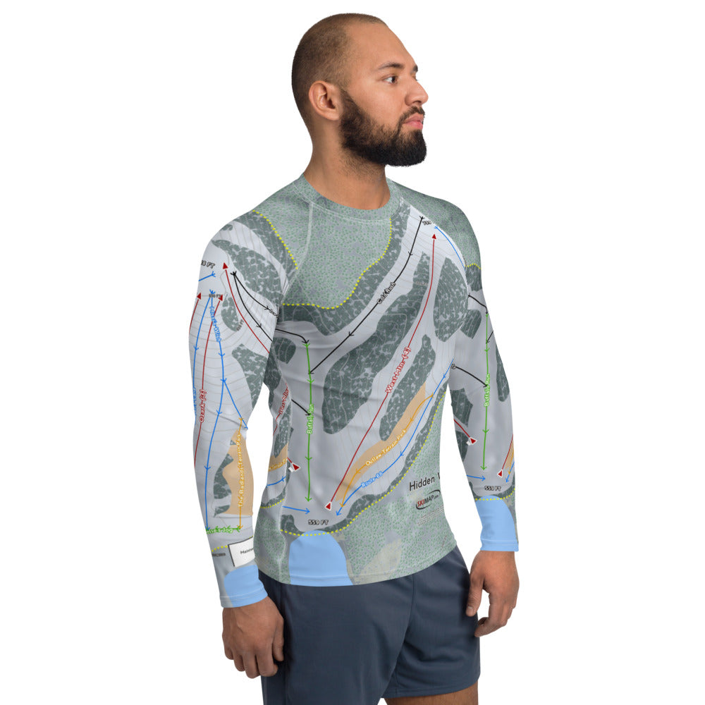 Hidden Valley, Pennsylvania Ski Trail Map Men's Base Layer Top - Powderaddicts