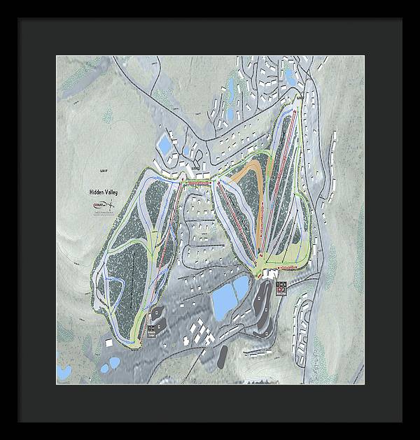 Hidden Valley Ski Trail Map - Framed Print - Powderaddicts