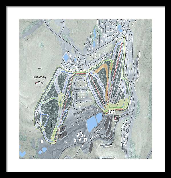 Hidden Valley Ski Trail Map - Framed Print - Powderaddicts