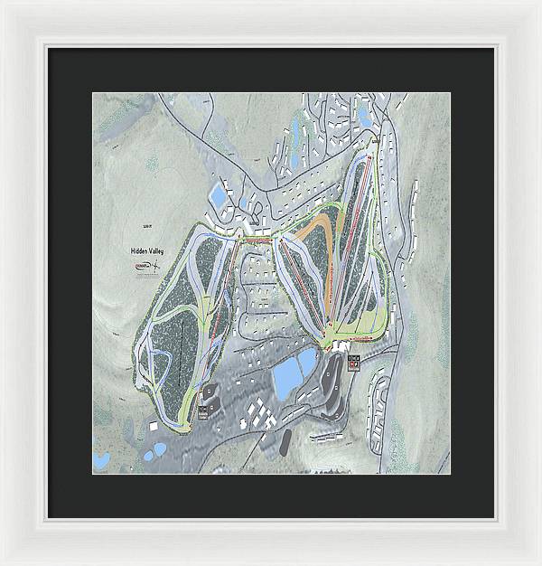 Hidden Valley Ski Trail Map - Framed Print - Powderaddicts