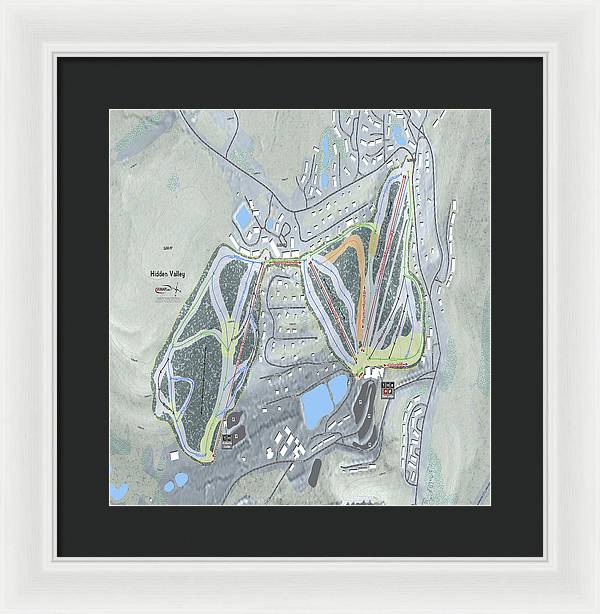 Hidden Valley Ski Trail Map - Framed Print - Powderaddicts