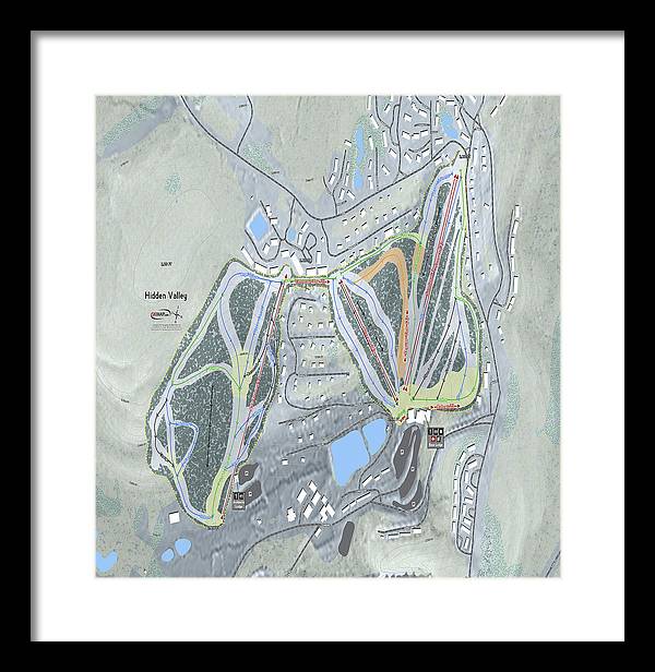 Hidden Valley Ski Trail Map - Framed Print - Powderaddicts
