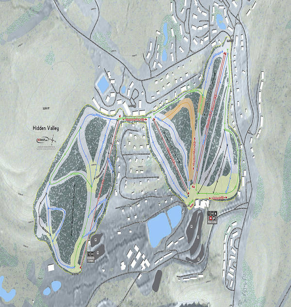 Hidden Valley Ski Trail Map - Art Print - Powderaddicts