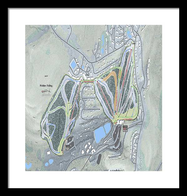 Hidden Valley Ski Trail Map - Framed Print - Powderaddicts