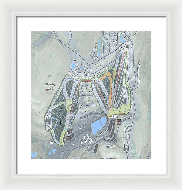 Hidden Valley Ski Trail Map - Framed Print - Powderaddicts