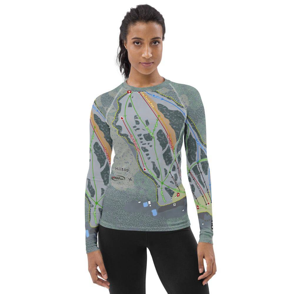 Hilltop, Alaska Ski Trail Map Women's Base Layer Top - Powderaddicts