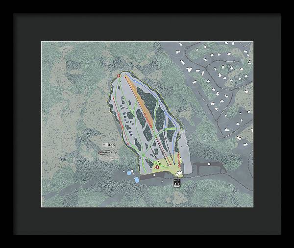 Hilltop Ski Trail Map - Framed Print - Powderaddicts