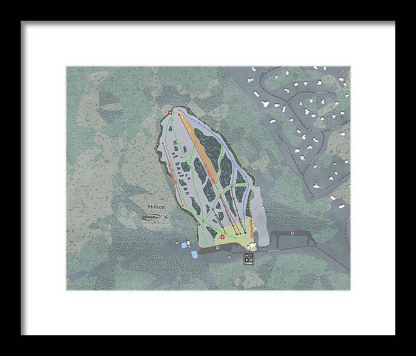 Hilltop Ski Trail Map - Framed Print - Powderaddicts
