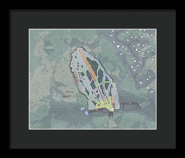 Hilltop Ski Trail Map - Framed Print - Powderaddicts