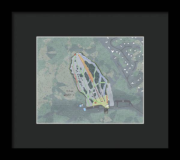 Hilltop Ski Trail Map - Framed Print - Powderaddicts