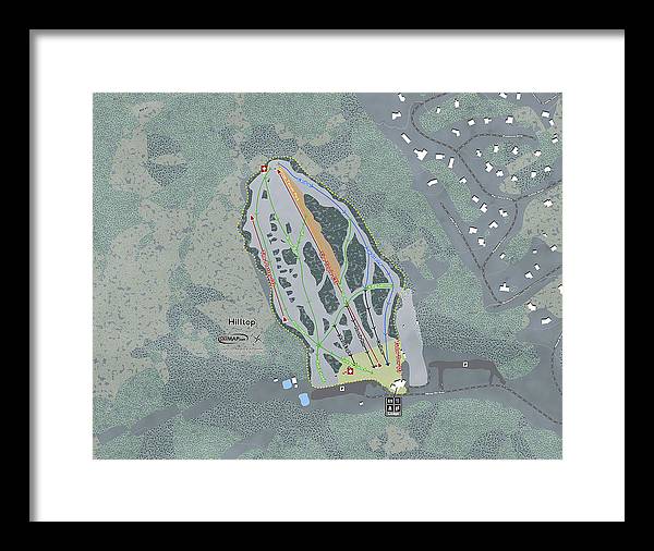 Hilltop Ski Trail Map - Framed Print - Powderaddicts