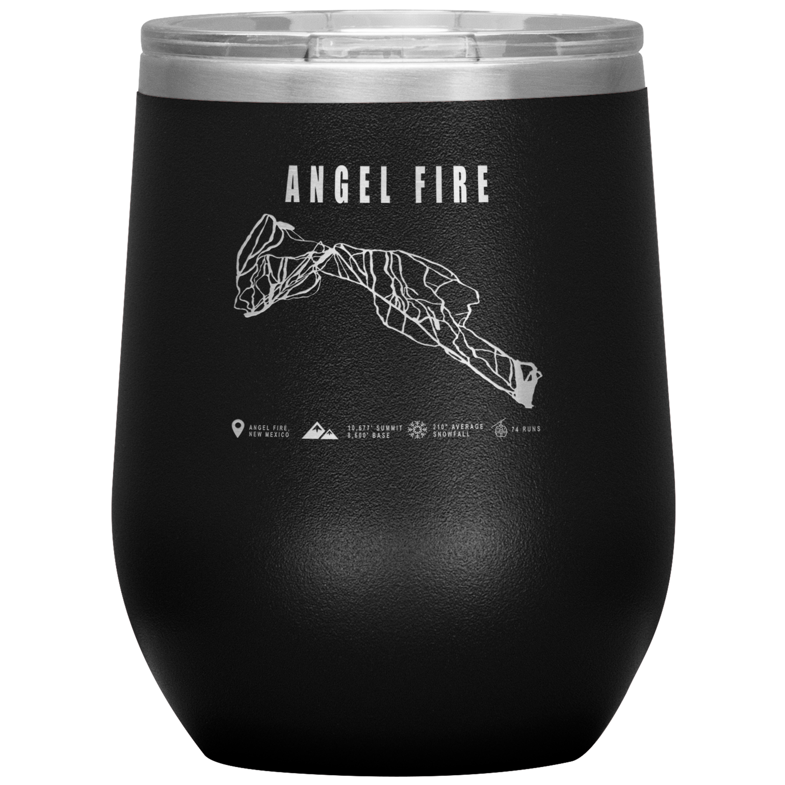 Angel Fire, New Mexico Ski Trail Map Wine 12oz Tumbler - Powderaddicts