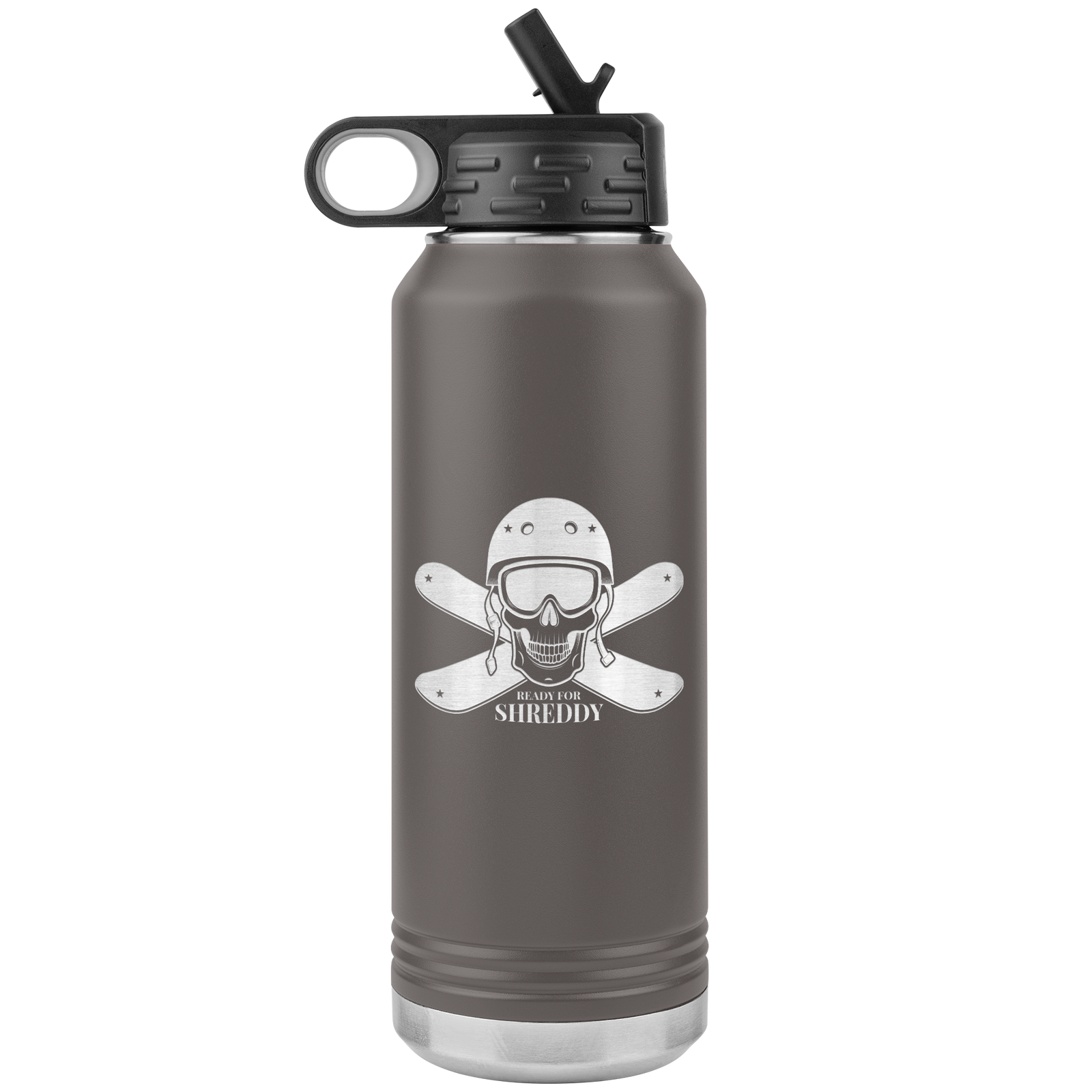 Ready For Shreddy Skeleton Skis 32oz Water Bottle Tumbler - Powderaddicts
