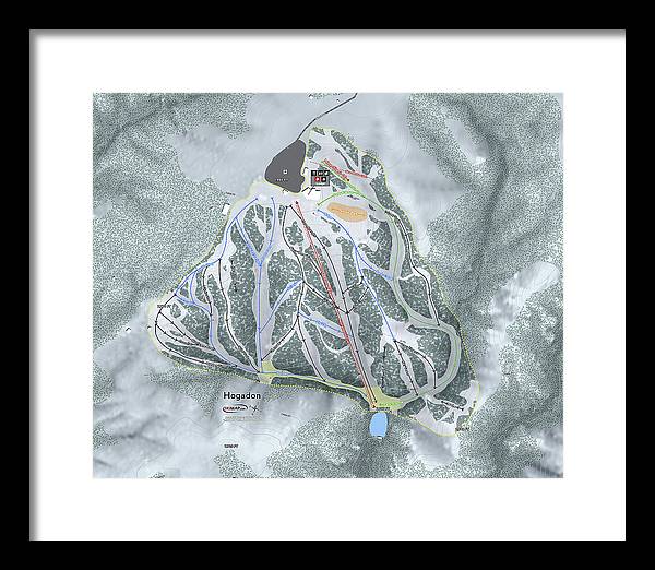 Hogadon Ski Trail Map - Framed Print - Powderaddicts